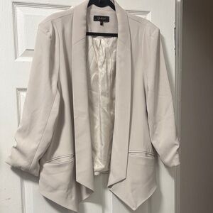 Quince Women's Light Cream Open-Front Draped Blazer